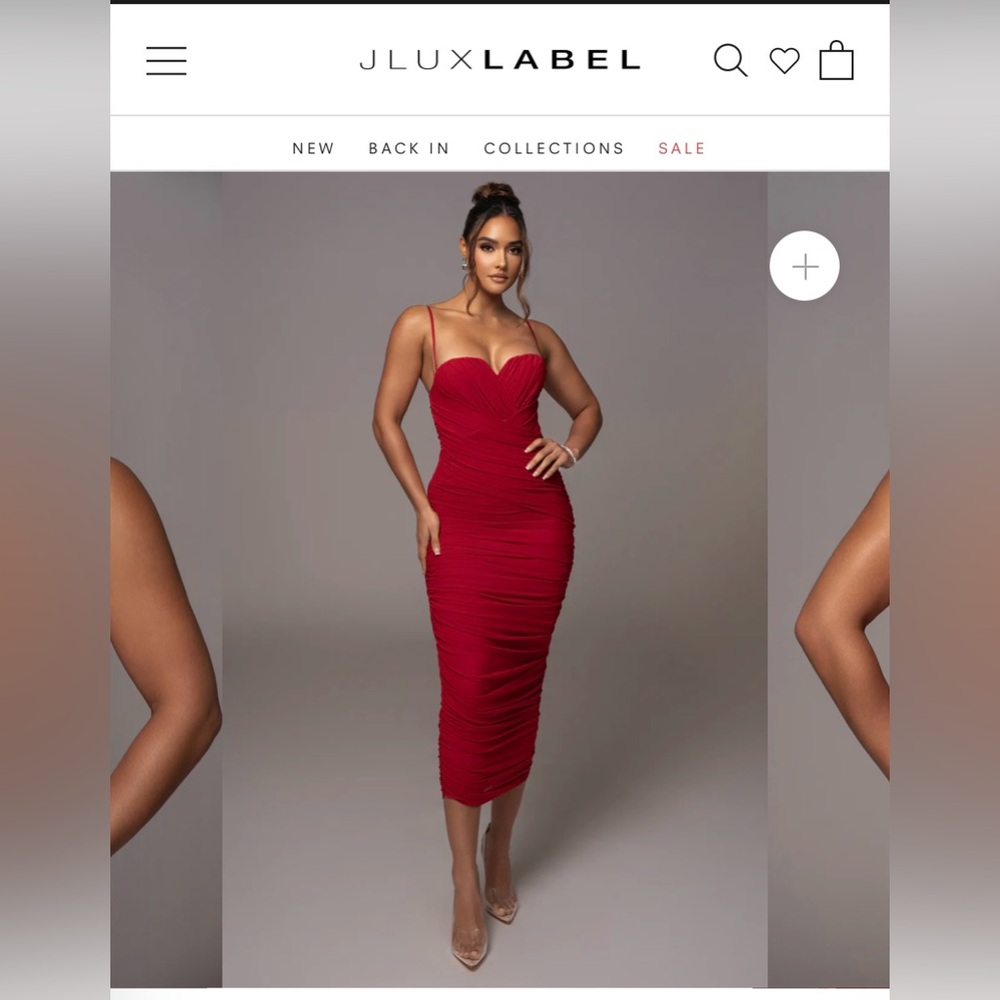 Jluxlabel RED ARCADIA MESH MIDI DRESS